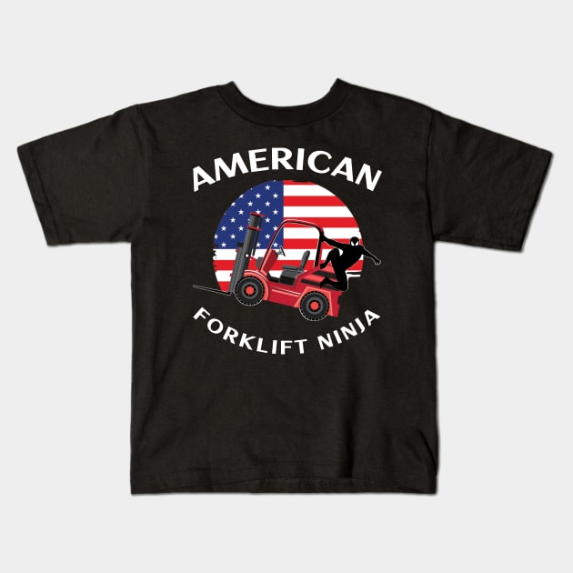 American Forklift Ninja RW Kids T-Shirt by Teamster Life